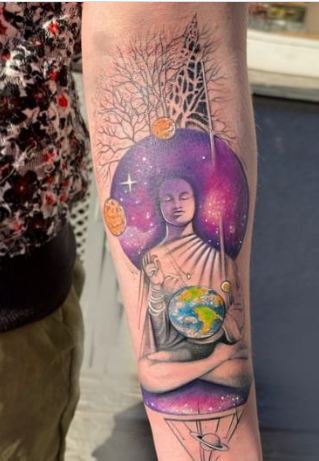 Galaxy Buddha Tattoo