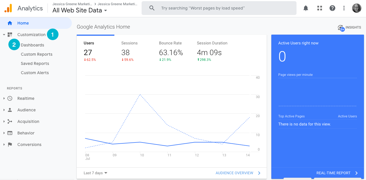 how to access dashboards in google analytics