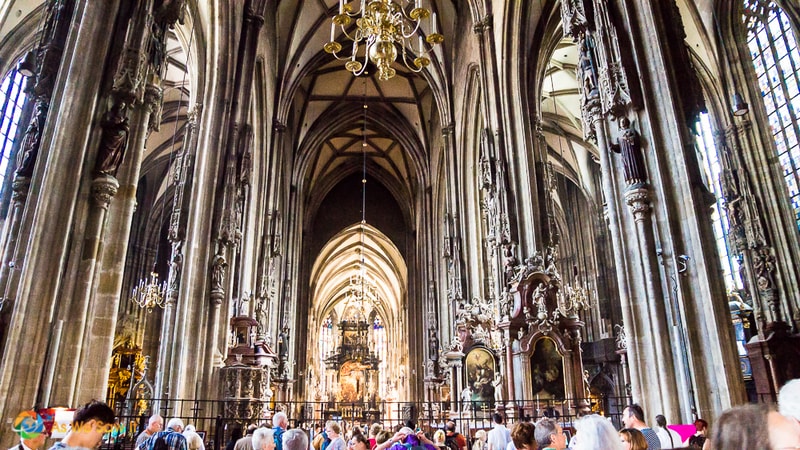 Columns line the interior of St. Stephens Cathedral