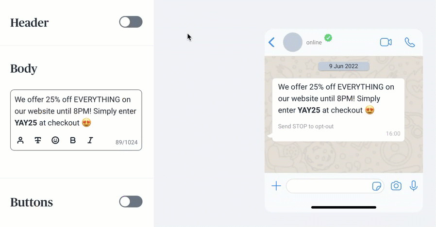 adding an image in the header of the message in a WhatsApp campaign