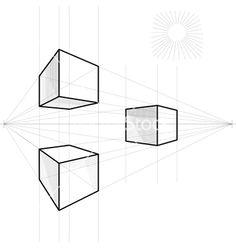 Drawing of a cube vector