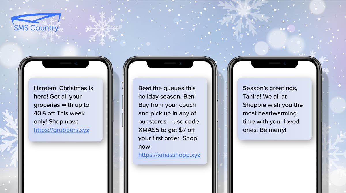 Christmas holiday sms templates for grocery store customers