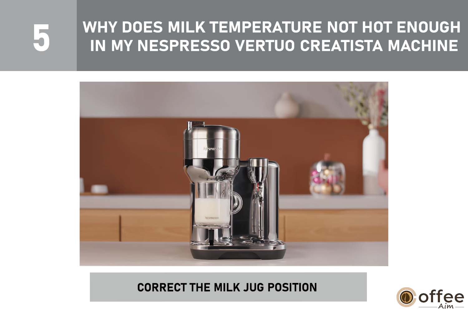 Adjust milk jug placement in your Nespresso Vertuo Creatista to ensure proper temperature. Follow steps in the article for guidance.