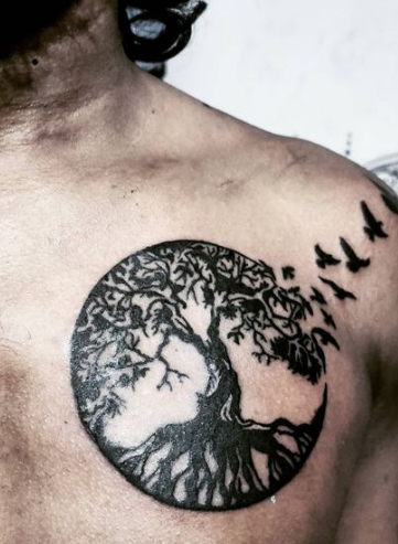 Chest Tree Unique Circular Tattoo Designs