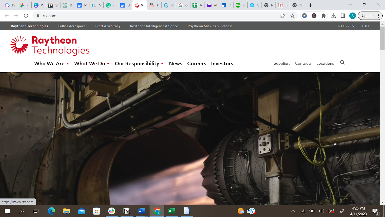 A representation of United Technologies' website design