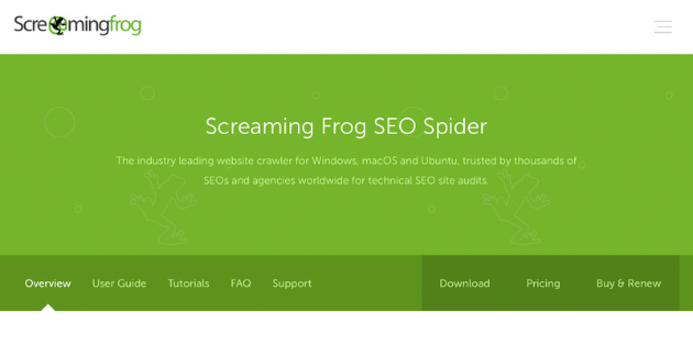 Screaming frog homepage