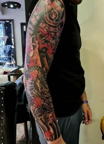 21. Japanese Style Arm Sleeves Men Tattoo
