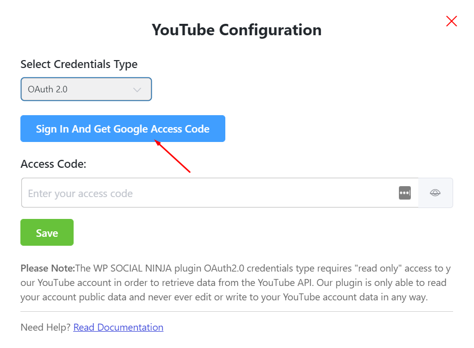 Sign In & Get the Google Access Code