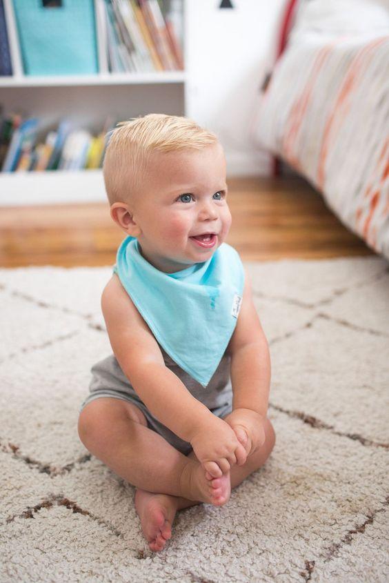 baby boy's thin hair can be styled easily with baby oil