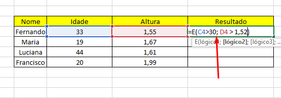 Inserindo fórmula Funções Excel =E()