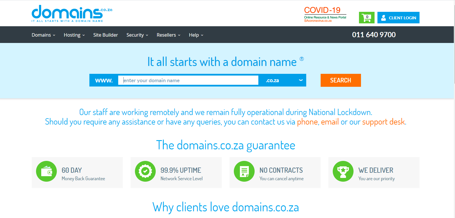 showing domains sa products and services