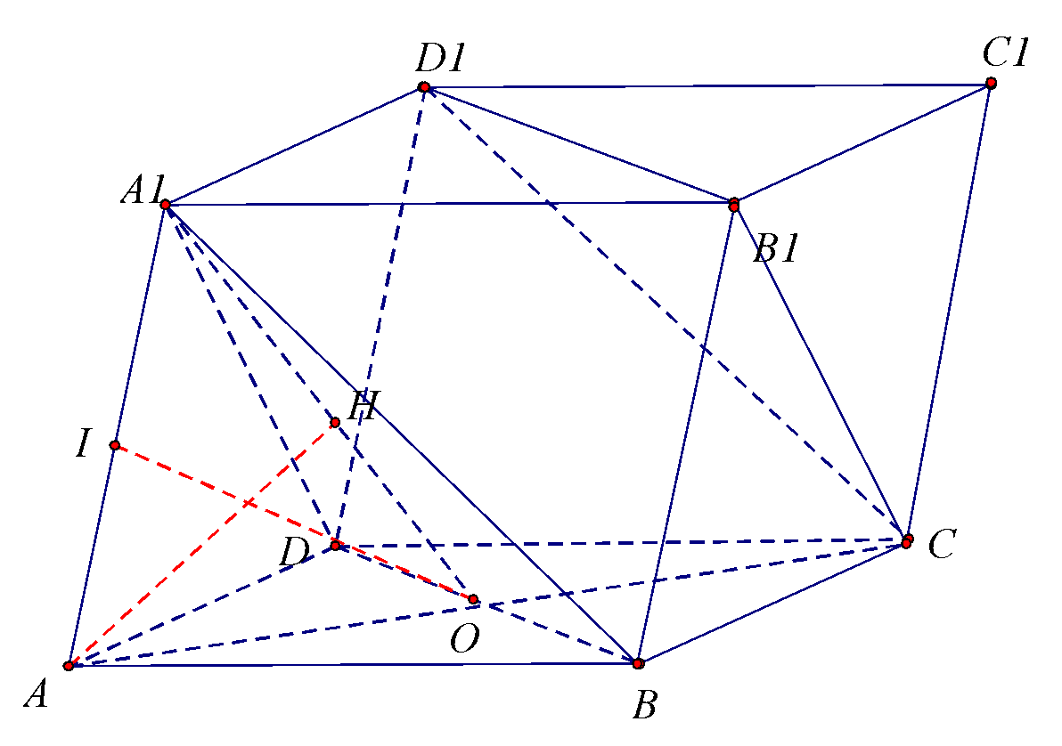 22. Cho hình hộp (ABCD.{A_1}{B_1}{C_1}{D_1}) có tất cả các cạnh bằng (a). (widehat {BCD} = widehat {{A_1}{D_1}D} = widehat {B{B_1}{A_1}} = 60^circ ). Khoảng cách giữa hai đường thẳng ({A_1}D) và (C{D_1}) bằng:</p> 1