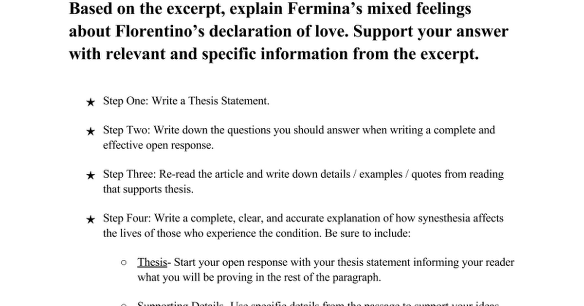 Thesis on open questions