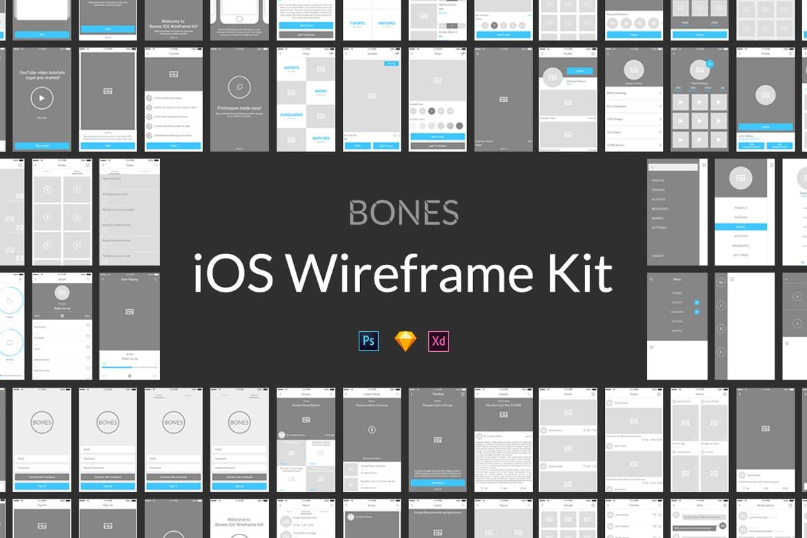 Bones iOS Wireframe Kit brings solutions for your next app or mobile website project.