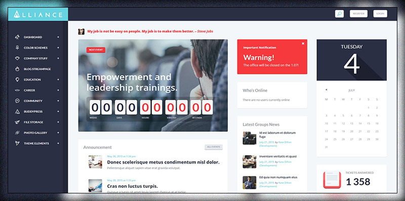 Alliance |  Tema WordPress para intranet y extranet