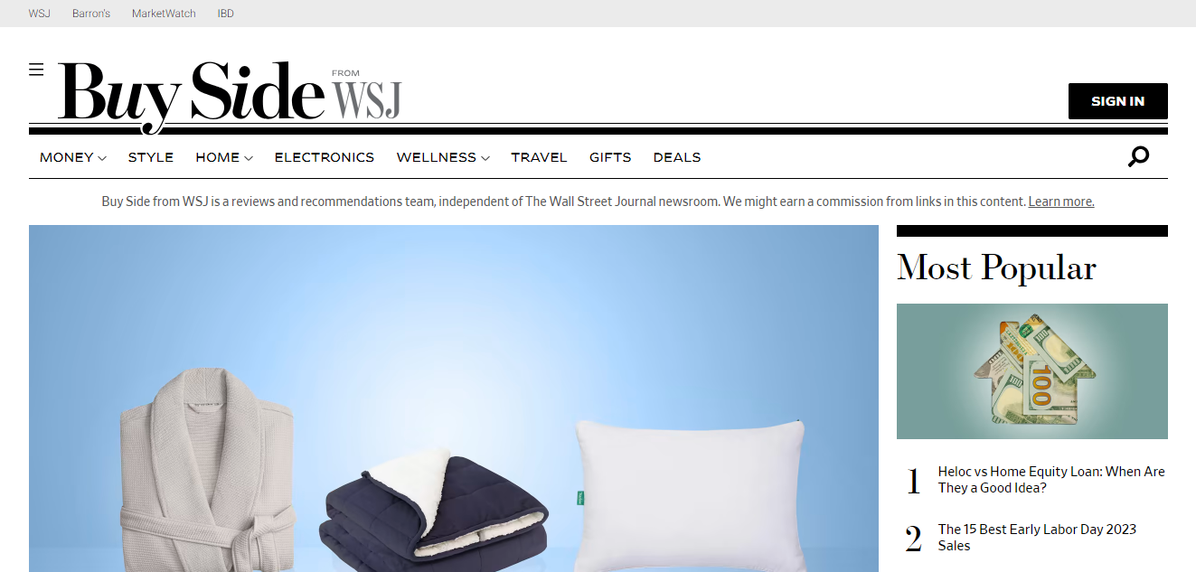 Screenshot of The Wall Street Journal's blogs hosted on multisite.