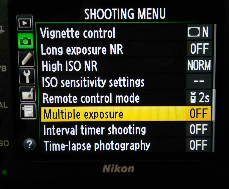 Dupla exposição na câmera - Nikon