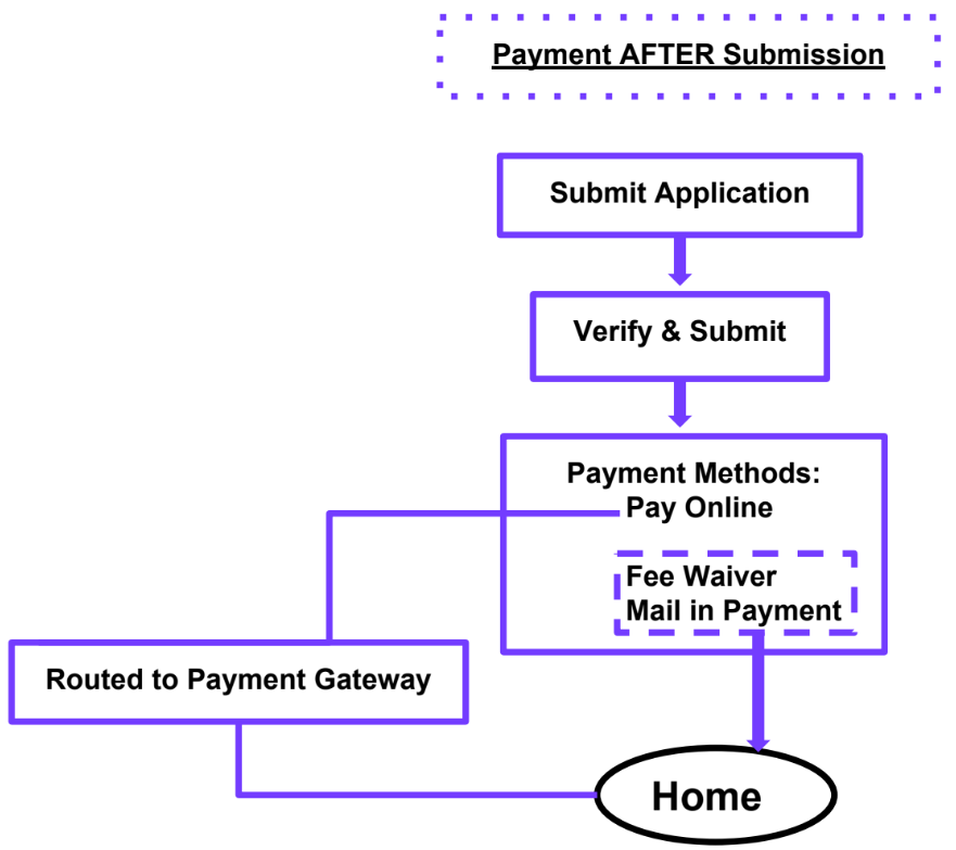 Payment after submitting application flow