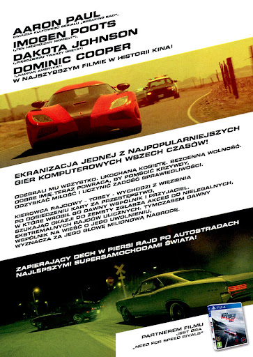 Tył ulotki filmu 'Need for Speed'