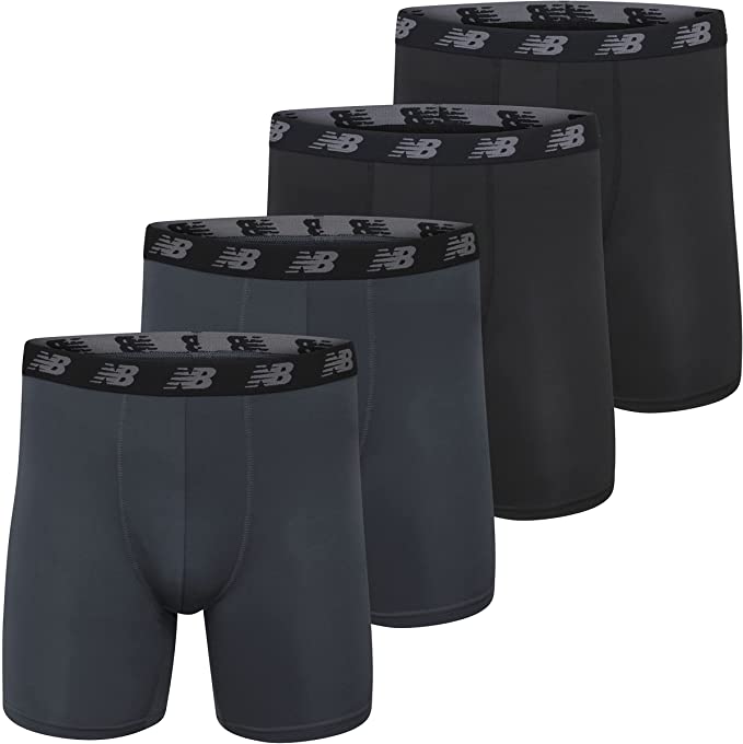 New Balance Men's Performance 5" Mesh No-Fly Boxer Briefs, 4-Pack