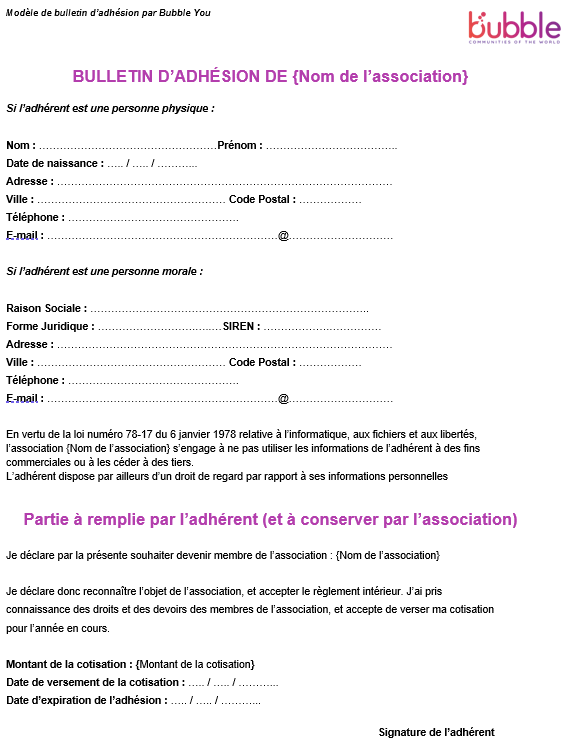 Exemple De Fiche Dinscription Association Le Meilleur Exemple | My XXX ...