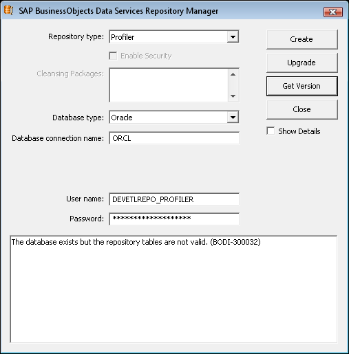 Profiler Repository Connection Test