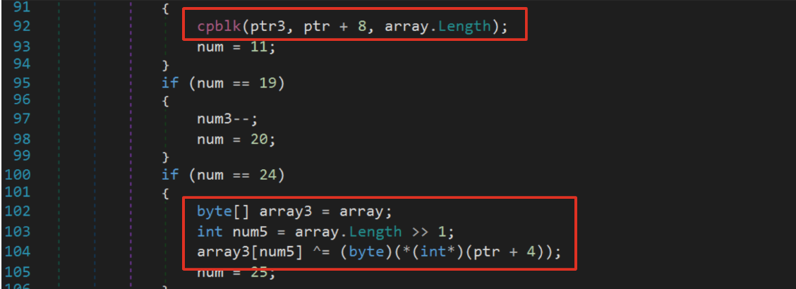 Figure 3: Obfuscated decryption routine