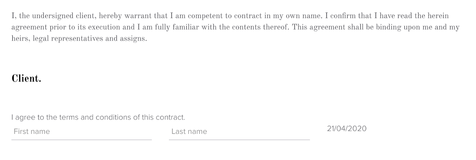 freelance contract template signature