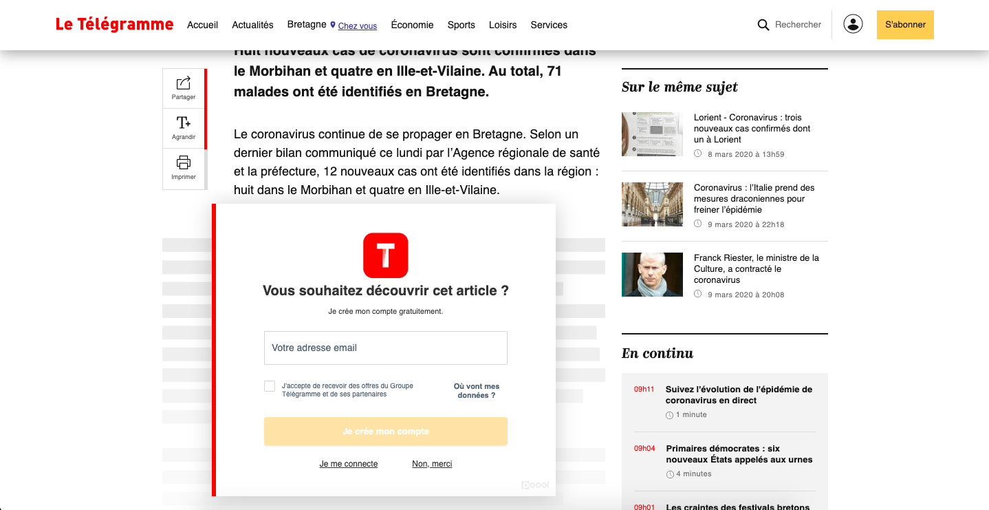 Le Telegramme dynamic paywall