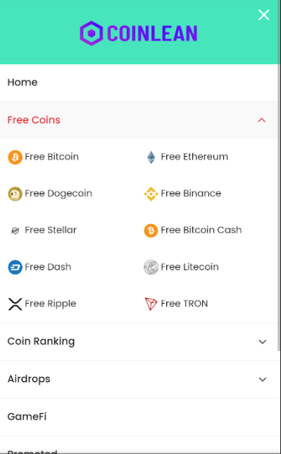 Supported Free Crypto Coins on Coinlean