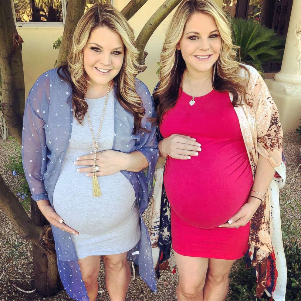 Twin sisters Jalynne Crawford and Janelle Leopoldo are pregnant at the same time