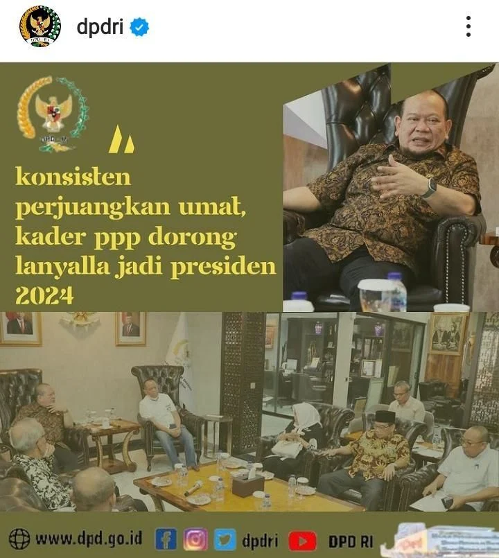 Heboh! Akun Instagram Resmi DPD RI Blak-blakan Kampanyekan La Nyalla Maju Pilpres 2024