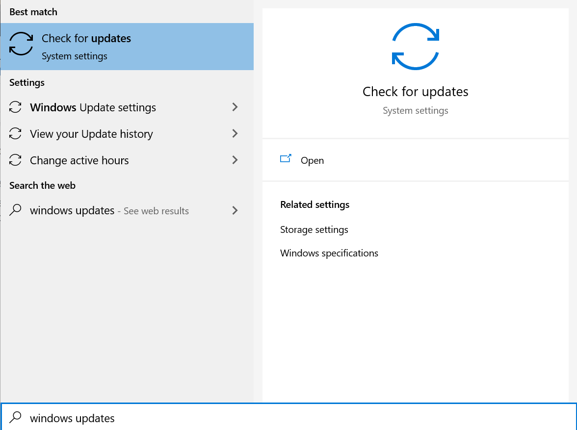Search for Windows updates