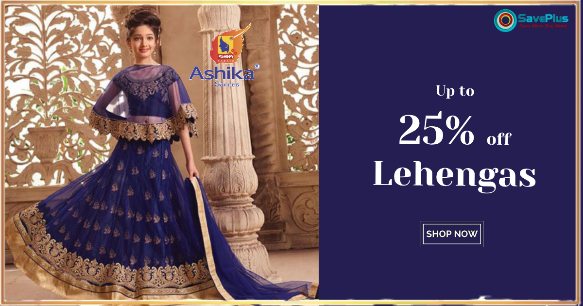 Up to 25% off Lehengas at Ashika