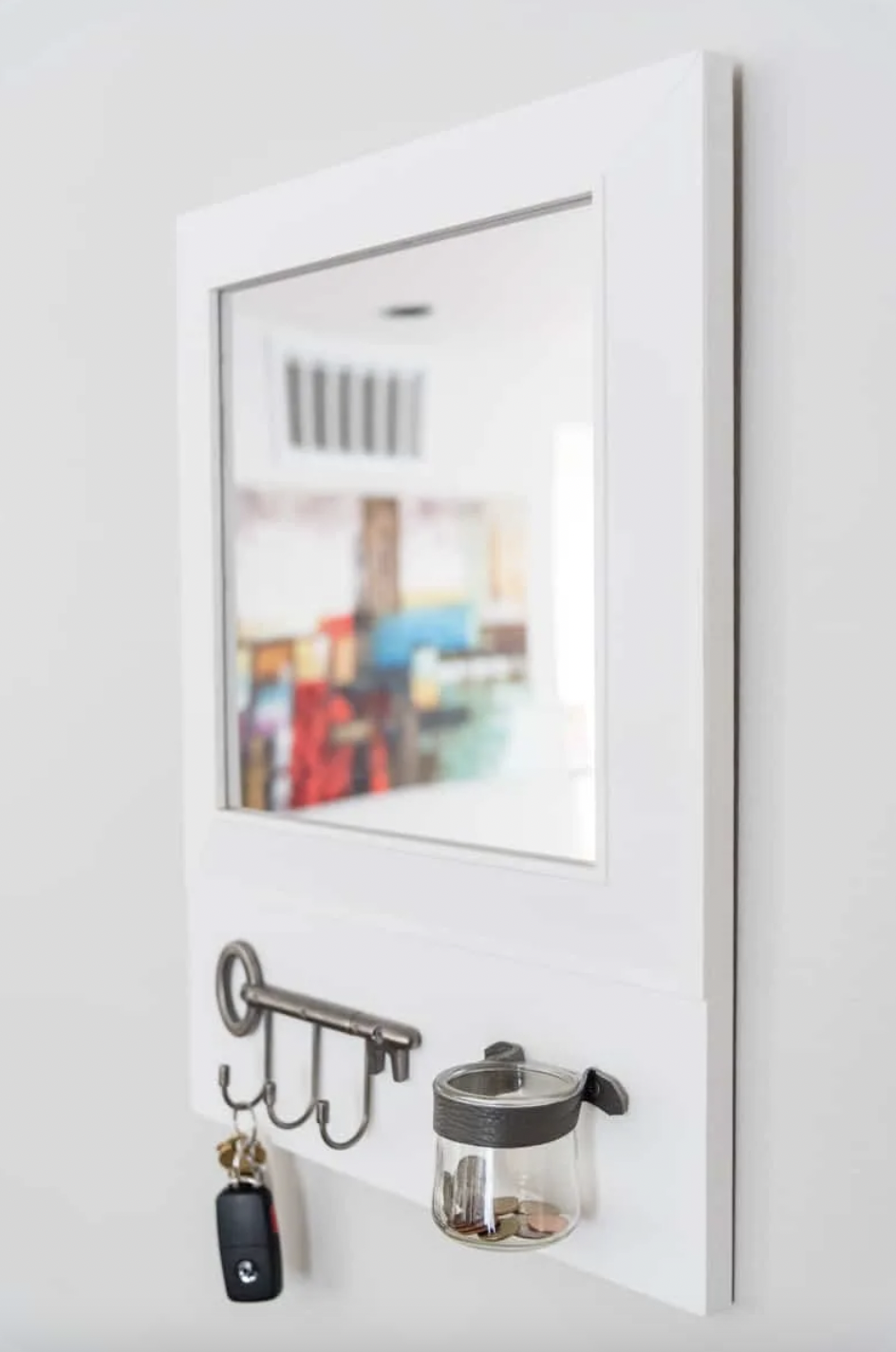 DIY Wood Frame Entryway Mirror With Storage
