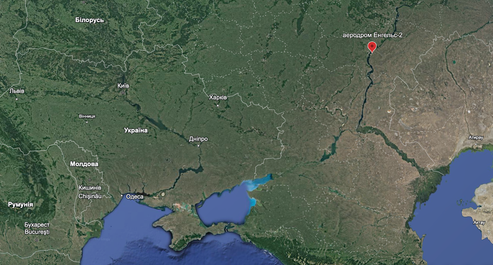На цій мапі показано розташування Аеродрому Енгельс-2