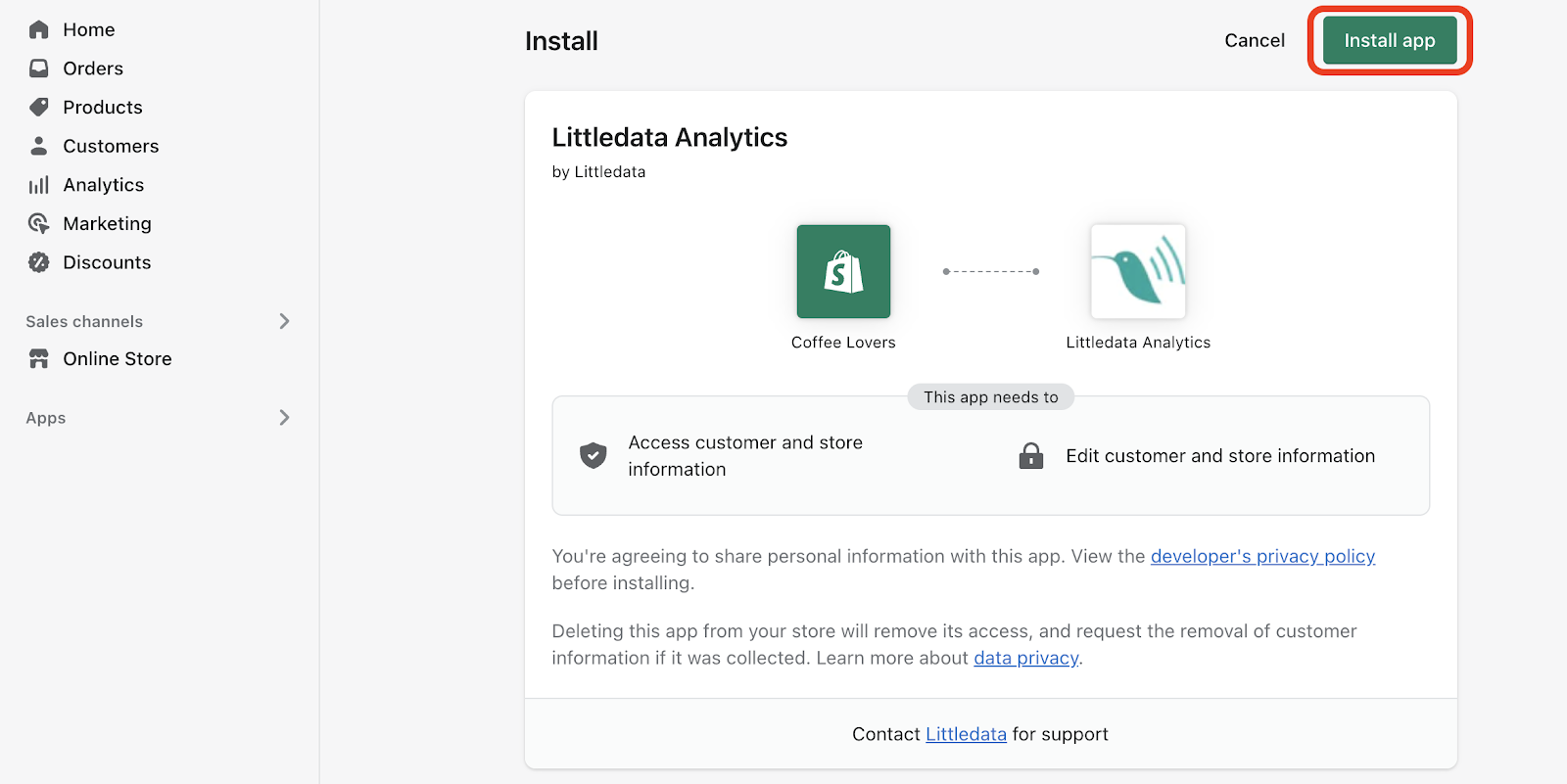 login and install Littledata