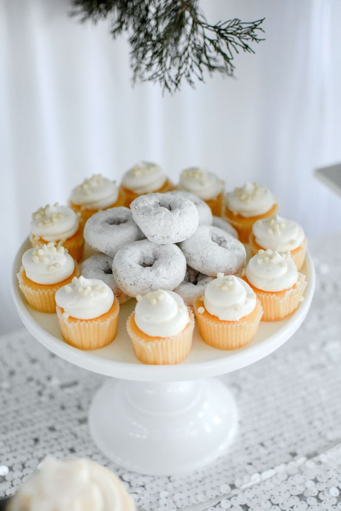 White Cupcakes + Donuts from a Winter ONEderland 1st Birthday Party on Kara's Party Ideas | KarasPartyIdeas.com (63)