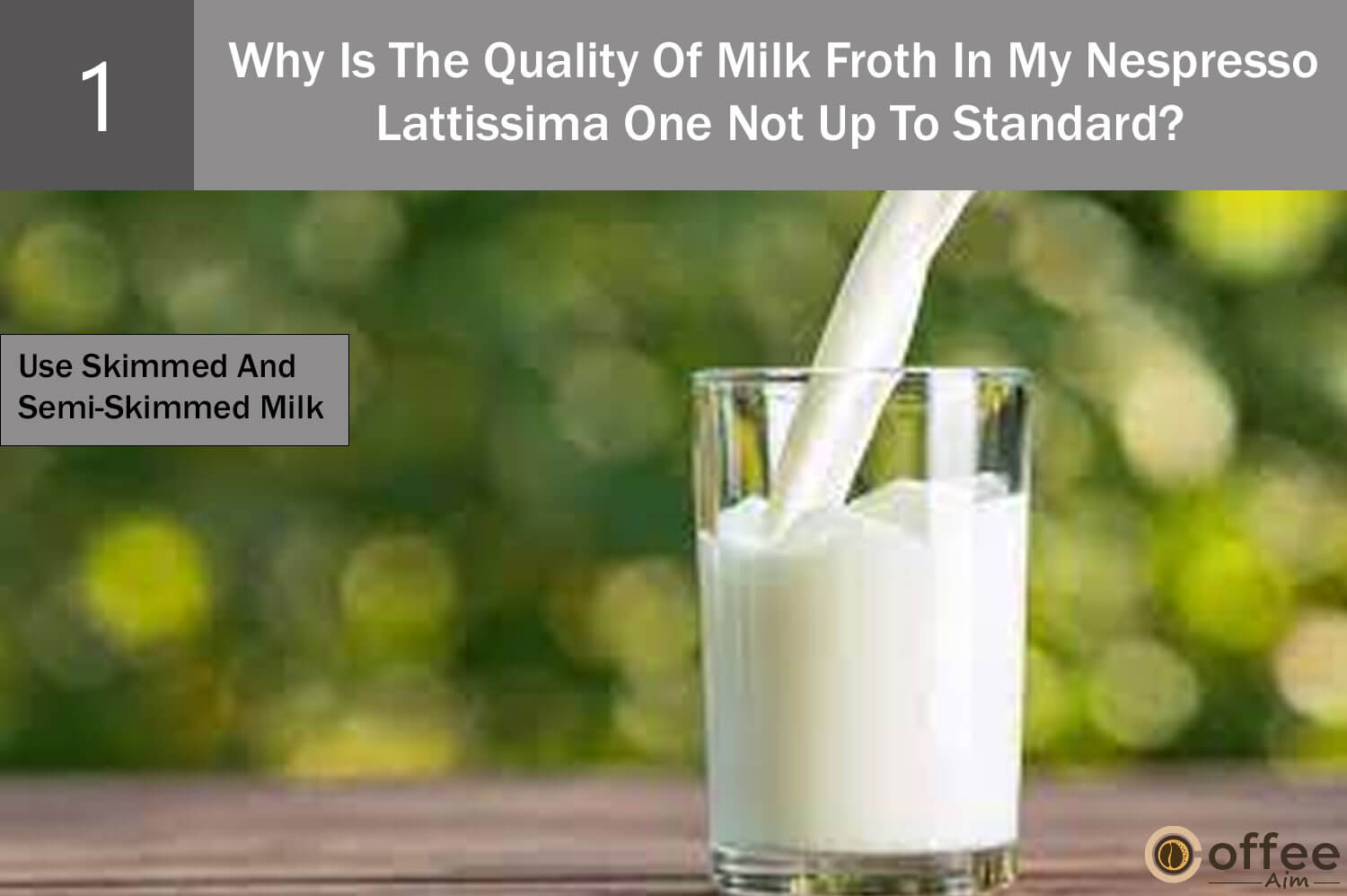 For best frothing results, opt for skimmed or semi-skimmed milk with higher casein protein and lower fat content. Freshly opened milk ensures a stable and thick foamy texture.