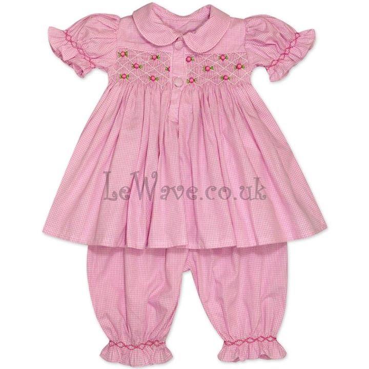 Lovely pink girl smocked pajama