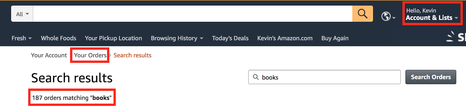 This is my Amazon order history for books