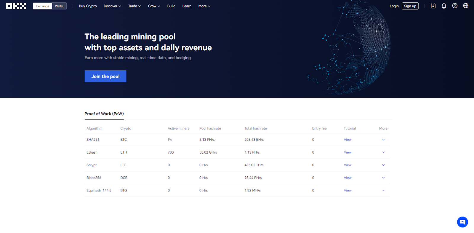 okx mining pools