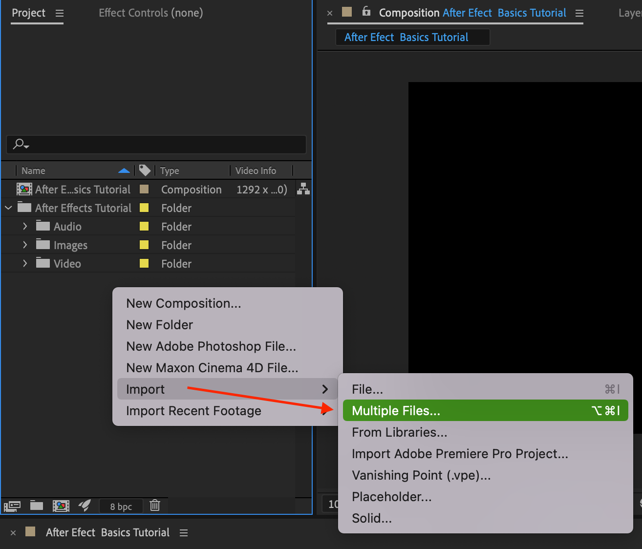 Import assets into Adobe After Effects