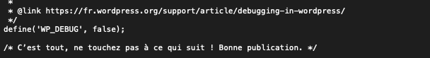 Activer le mode WordPress Debug en code 