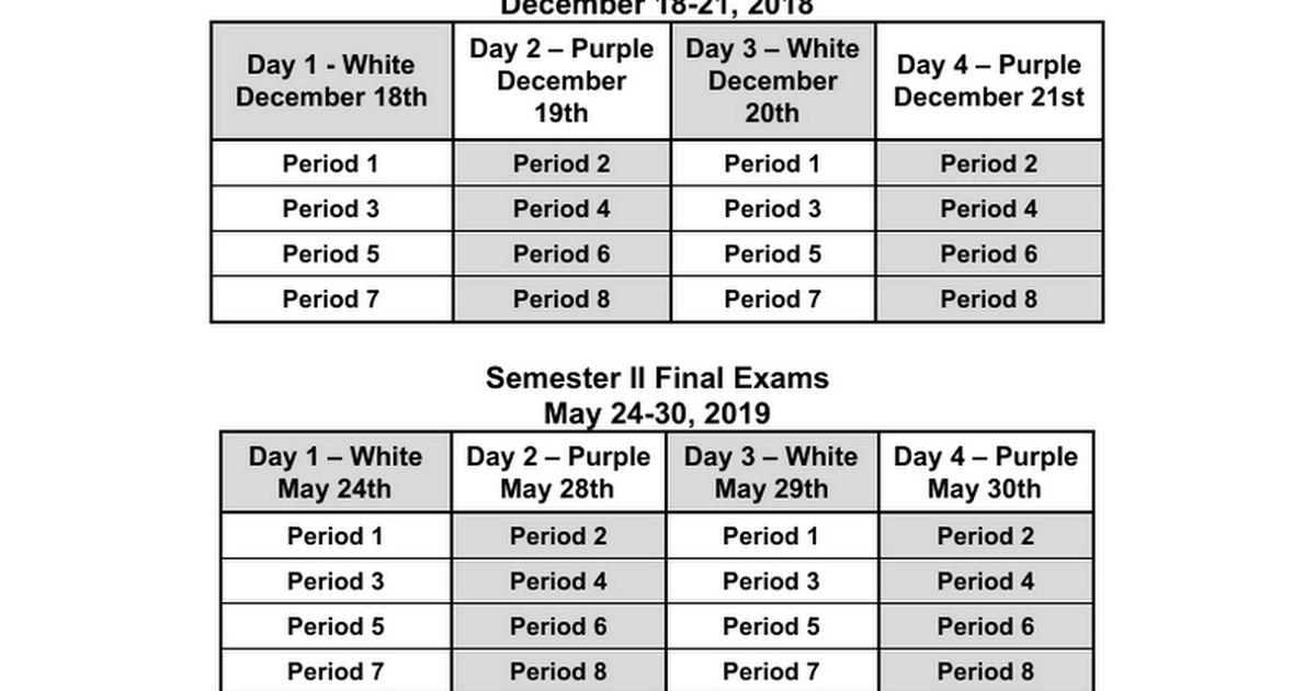 Copy of Final Exam Schedule 1819.docx Google Docs