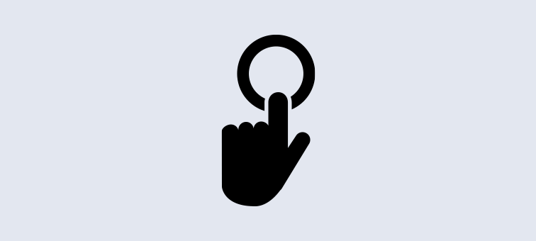 Illustration of a hand and finger touching a button