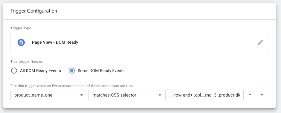 Trigger configuration in Google Tag Manager