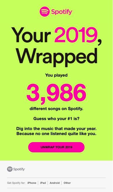 screenshot of the year-in-review email from Spotify