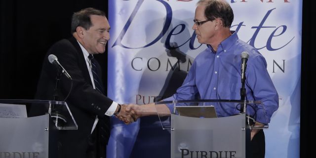 Incumbent Sen. Joe Donnelly has often criticized Republican nominee Mike Braun (right) for his company's use of foreign workers and imports. 