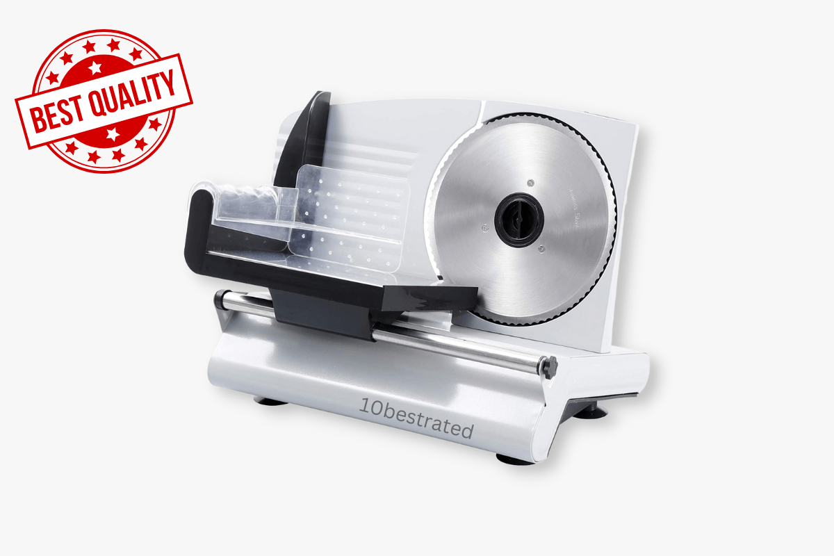 F2C 7.5-Inch Electric Meat Slicer with a Serrated Stainless Steel Blade